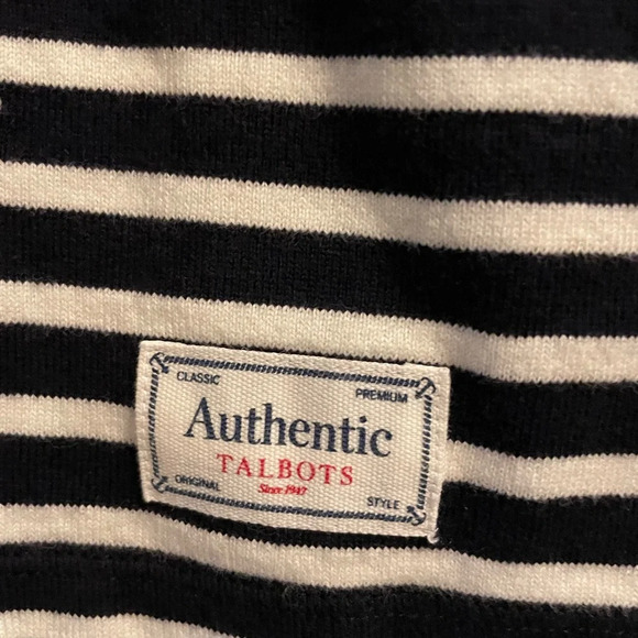 Talbots Black White Striped Embroidered Daisies Boat Neck 3/4 Sleeve Top Size XP - Picture 5 of 11